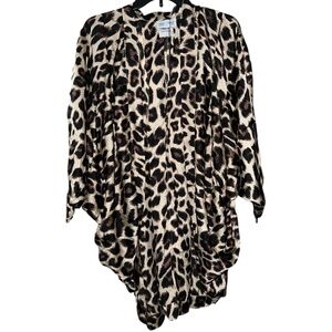 iland Cocoon Leopard Print Kimono Cardigan Silky Drape Open‎ Front Boho Chic OS